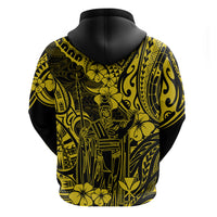 Hawaii King Kamehameha Hoodie Polynesian Pattern Yellow Version - Wonder Print Shop