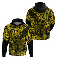 Hawaii King Kamehameha Hoodie Polynesian Pattern Yellow Version - Wonder Print Shop