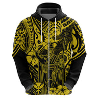 Hawaii King Kamehameha Hoodie Polynesian Pattern Yellow Version - Wonder Print Shop