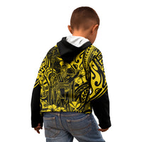Hawaii King Kamehameha Kid Hoodie Polynesian Pattern Yellow Version - Wonder Print Shop