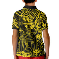 Hawaii King Kamehameha Kid Polo Shirt Polynesian Pattern Yellow Version - Wonder Print Shop