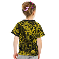Hawaii King Kamehameha Kid T Shirt Polynesian Pattern Yellow Version - Wonder Print Shop