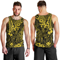 Hawaii King Kamehameha Men Tank Top Polynesian Pattern Yellow Version - Wonder Print Shop