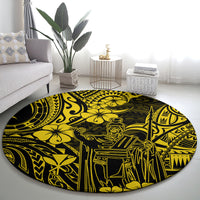 hawaii-king-kamehameha-round-carpet-polynesian-pattern-yellow-version
