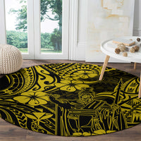 hawaii-king-kamehameha-round-carpet-polynesian-pattern-yellow-version