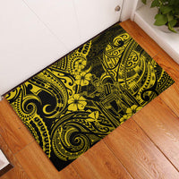 Hawaii King Kamehameha Rubber Doormat Polynesian Pattern Yellow Version - Wonder Print Shop