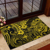 Hawaii King Kamehameha Rubber Doormat Polynesian Pattern Yellow Version - Wonder Print Shop