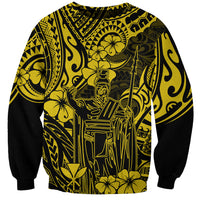 Hawaii King Kamehameha Sweatshirt Polynesian Pattern Yellow Version - Wonder Print Shop