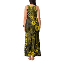 Hawaii King Kamehameha Tank Maxi Dress Polynesian Pattern Yellow Version - Wonder Print Shop