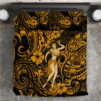 Hawaii Hula Girl Bedding Set Polynesian Pattern Gold Version - Wonder Print Shop