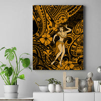Hawaii Hula Girl Canvas Wall Art Polynesian Pattern Gold Version - Wonder Print Shop
