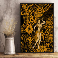 Hawaii Hula Girl Canvas Wall Art Polynesian Pattern Gold Version - Wonder Print Shop