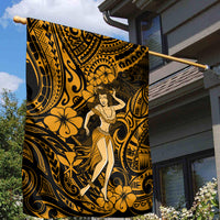 Hawaii Hula Girl Garden Flag Polynesian Pattern Gold Version - Wonder Print Shop