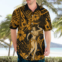 Hawaii Hula Girl Hawaiian Shirt Polynesian Pattern Gold Version - Wonder Print Shop
