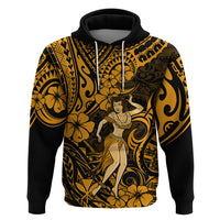 Hawaii Hula Girl Hoodie Polynesian Pattern Gold Version - Wonder Print Shop