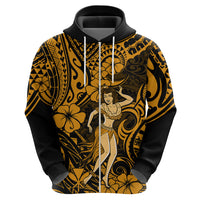 Hawaii Hula Girl Hoodie Polynesian Pattern Gold Version - Wonder Print Shop