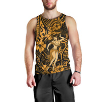 Hawaii Hula Girl Men Tank Top Polynesian Pattern Gold Version - Wonder Print Shop