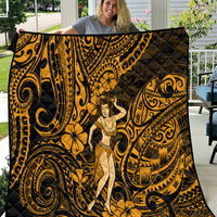 Hawaii Hula Girl Quilt Polynesian Pattern Gold Version - Wonder Print Shop