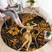 hawaii-hula-girl-round-carpet-polynesian-pattern-gold-version