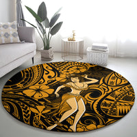 hawaii-hula-girl-round-carpet-polynesian-pattern-gold-version