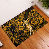 Hawaii Hula Girl Rubber Doormat Polynesian Pattern Gold Version - Wonder Print Shop