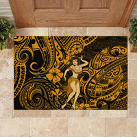 Hawaii Hula Girl Rubber Doormat Polynesian Pattern Gold Version - Wonder Print Shop