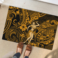 Hawaii Hula Girl Rubber Doormat Polynesian Pattern Gold Version - Wonder Print Shop
