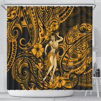 hawaii-hula-girl-shower-curtain-polynesian-pattern-gold-version