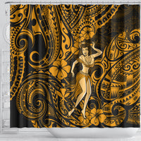 hawaii-hula-girl-shower-curtain-polynesian-pattern-gold-version