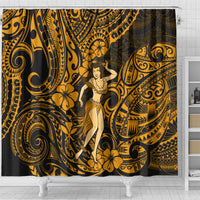 hawaii-hula-girl-shower-curtain-polynesian-pattern-gold-version