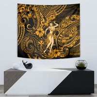 Hawaii Hula Girl Tapestry Polynesian Pattern Gold Version - Wonder Print Shop