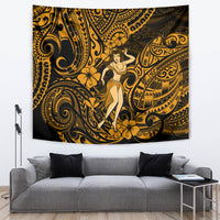 Hawaii Hula Girl Tapestry Polynesian Pattern Gold Version - Wonder Print Shop