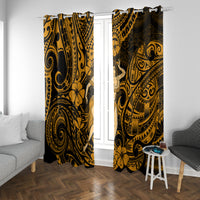 Hawaii Hula Girl Window Curtain Polynesian Pattern Gold Version - Wonder Print Shop
