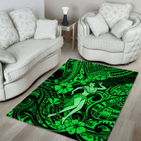 Hawaii Hula Girl Area Rug Polynesian Pattern Green Version - Wonder Print Shop