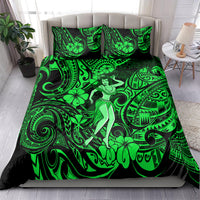 Hawaii Hula Girl Bedding Set Polynesian Pattern Green Version - Wonder Print Shop