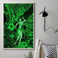 Hawaii Hula Girl Canvas Wall Art Polynesian Pattern Green Version - Wonder Print Shop