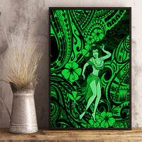 Hawaii Hula Girl Canvas Wall Art Polynesian Pattern Green Version - Wonder Print Shop