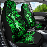 Hawaii Hula Girl Car Seat Cover Polynesian Pattern Green Version - Wonder Print Shop