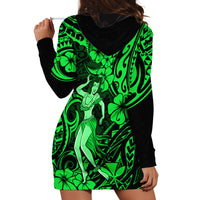 Hawaii Hula Girl Hoodie Dress Polynesian Pattern Green Version - Wonder Print Shop