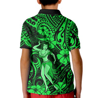 Hawaii Hula Girl Kid Polo Shirt Polynesian Pattern Green Version - Wonder Print Shop