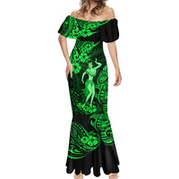 Hawaii Hula Girl Mermaid Dress Polynesian Pattern Green Version - Wonder Print Shop