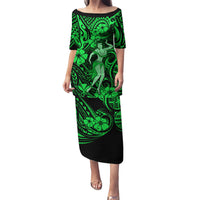 Hawaii Hula Girl Puletasi Polynesian Pattern Green Version - Wonder Print Shop