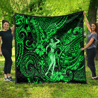 Hawaii Hula Girl Quilt Polynesian Pattern Green Version - Wonder Print Shop