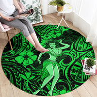 hawaii-hula-girl-round-carpet-polynesian-pattern-green-version