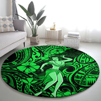 hawaii-hula-girl-round-carpet-polynesian-pattern-green-version