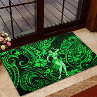 Hawaii Hula Girl Rubber Doormat Polynesian Pattern Green Version - Wonder Print Shop