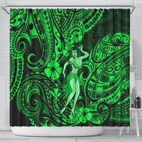 hawaii-hula-girl-shower-curtain-polynesian-pattern-green-version