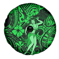Hawaii Hula Girl Spare Tire Cover Polynesian Pattern Green Version - Wonder Print Shop