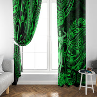 Hawaii Hula Girl Window Curtain Polynesian Pattern Green Version - Wonder Print Shop