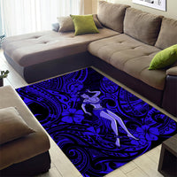 Hawaii Hula Girl Area Rug Polynesian Pattern Navy Blue Version - Wonder Print Shop